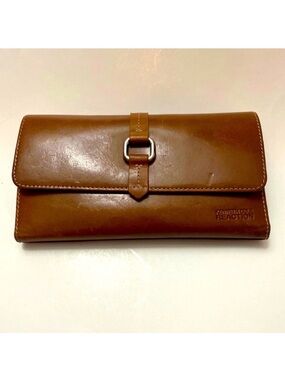 KENNETH COLE REACTION  Brown Genuine Leather Wallet Preowned